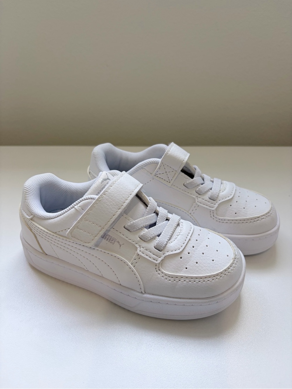 Puma Kids White Low-Top Velcro & Lace Sneakers